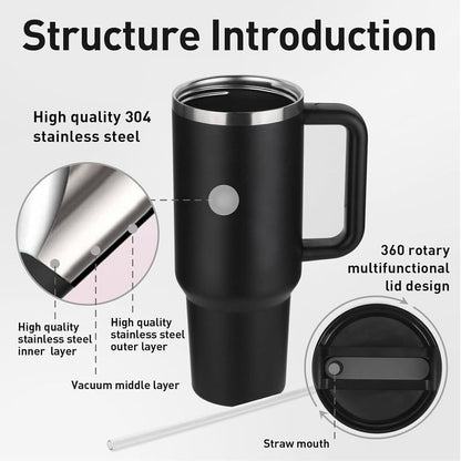 1200ml Stainless Steel Tumbler with 2 Straws