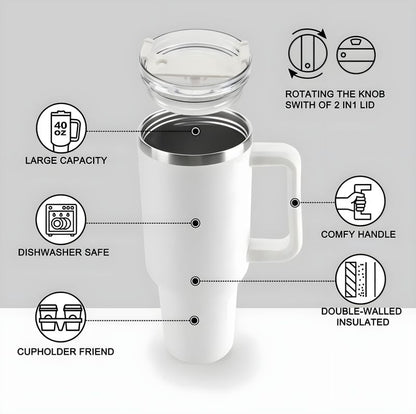 1200ml Stainless Steel Tumbler with 2 Straws